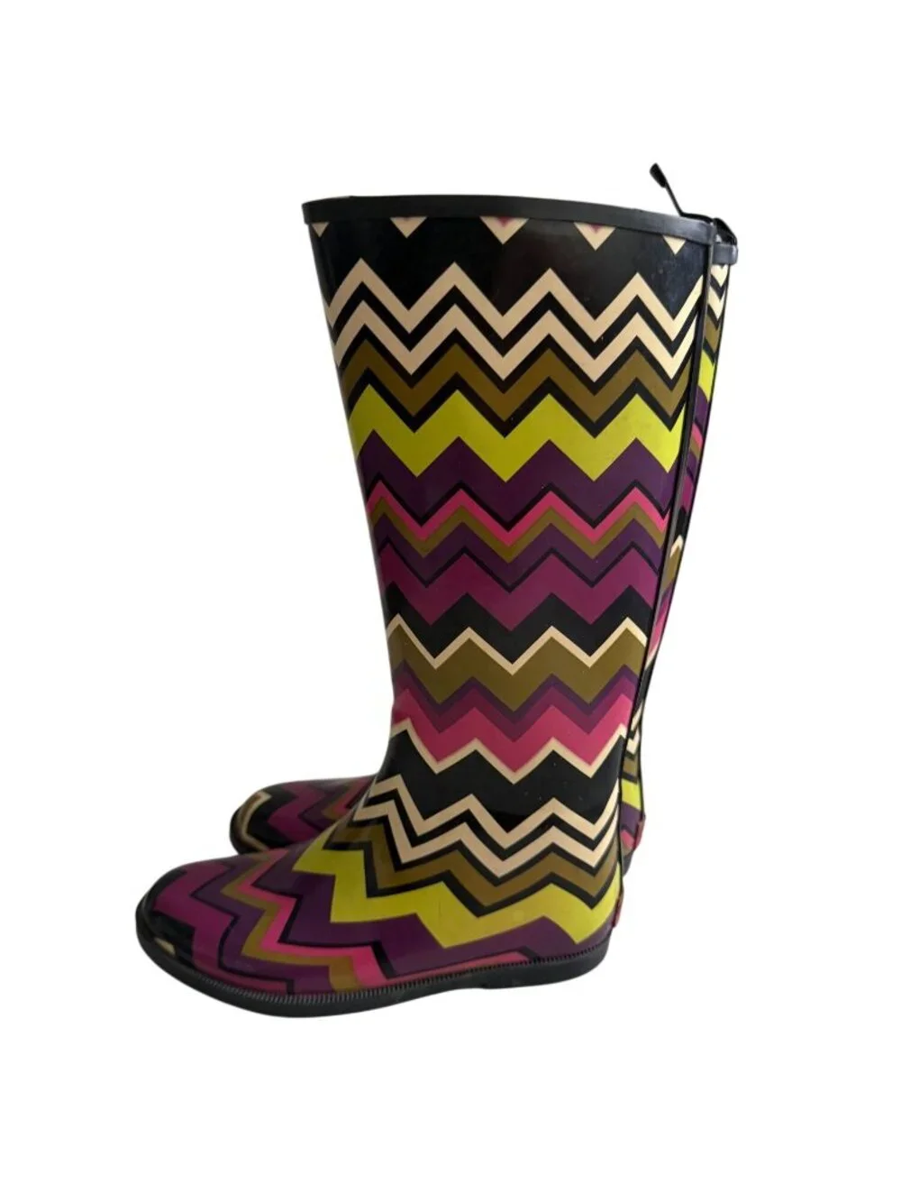 MISSONI Girls Striped Chevron Signature Rain Boots Size 2